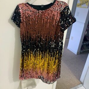 Forever 21 yellow pink and black sequin dress